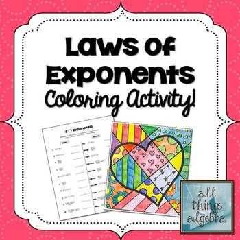 Exponent Rules Worksheet Answer Key and Exponent Rules Laws Of Exponents Coloring Activity