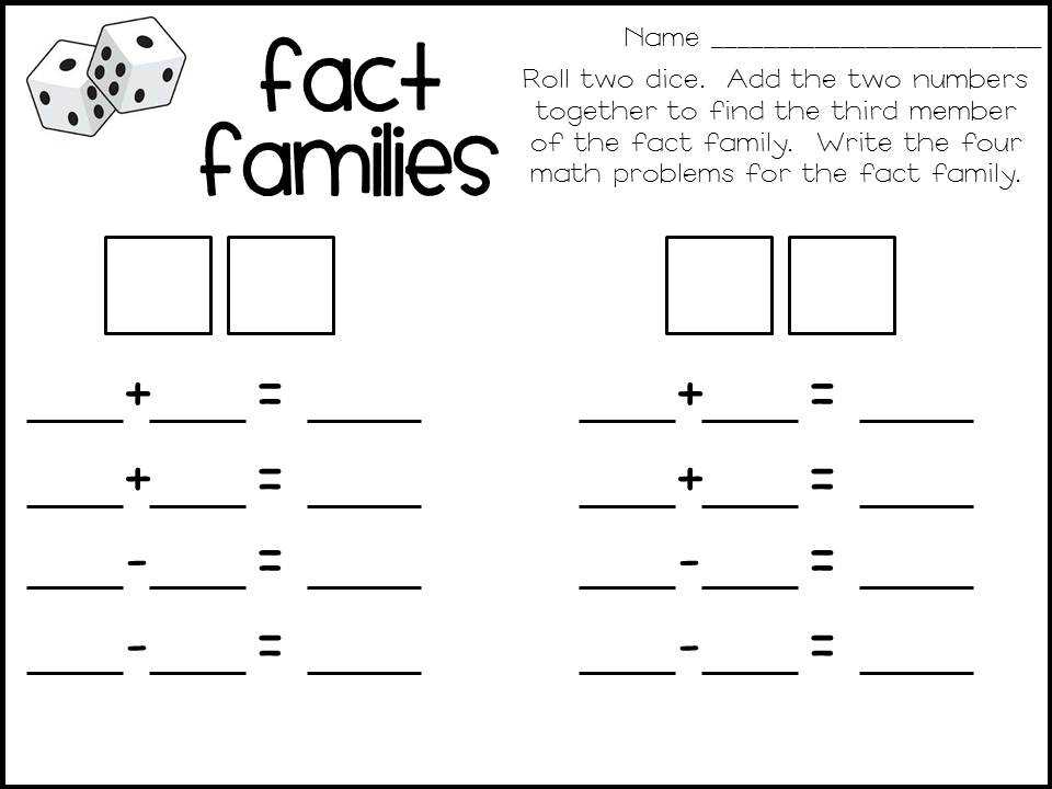 Fact Family Worksheets for First Grade and Blank Fact Family House Worksheet Worksheets for All