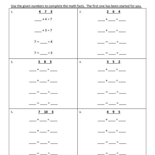 Fact Family Worksheets for First Grade and Fact Families Worksheets 2nd Grade Worksheets for All