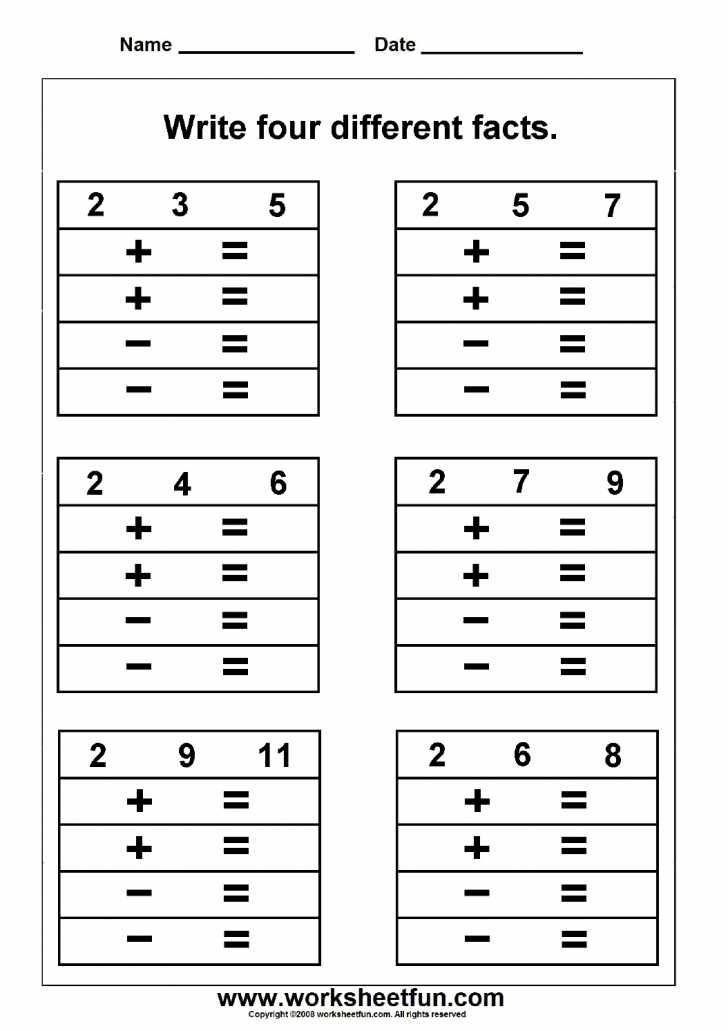 Fact Family Worksheets for First Grade as Well as Multiplications Multiplication and Division Factily Practice Pack
