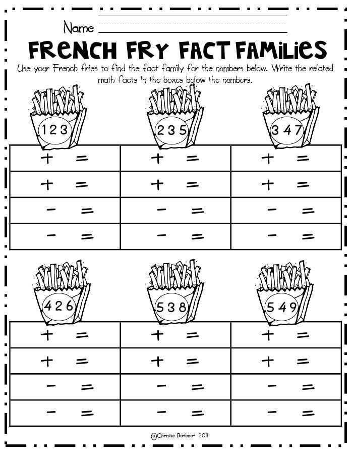 Fact Family Worksheets for First Grade or 119 Best Fact Families Images On Pinterest