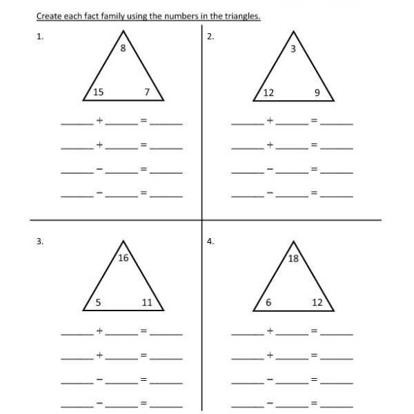 Fact Family Worksheets for First Grade with Addition and Subtraction Fact Family Worksheets Worksheets for All
