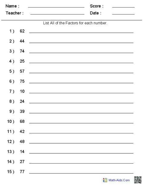 Factoring Practice Worksheet and Plete the Prime Factor Tree for Each Number