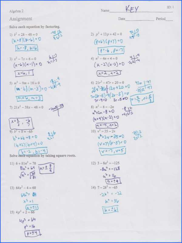 Factoring Review Worksheet Also solving Quadratics by Factoring Worksheet