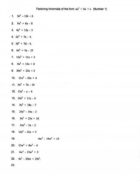 Factoring Trinomials Worksheet with Answer Key and Math Worksheets 9th Grade Factoring Factor Trinomials Worksheet