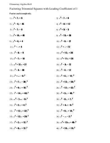 Factoring Trinomials Worksheet with Answer Key as Well as 10 Awesome Graph Factoring Trinomials with Leading
