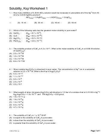 Factors Affecting solubility Worksheet Answers or soluble and Insoluble 1 Abhinav