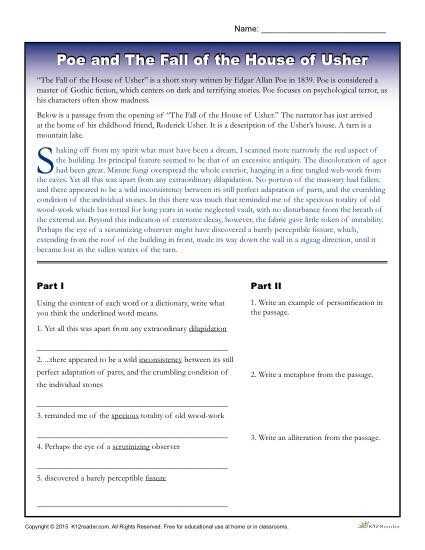 Fall Of the House Of Usher Worksheet Answers as Well as 83 Best Essay Writing Images On Pinterest