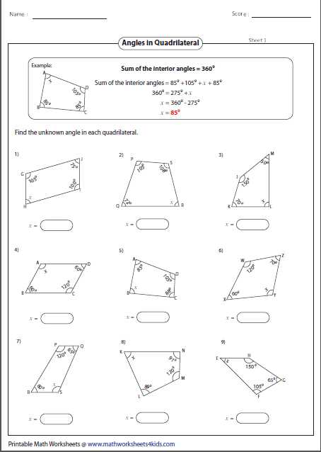 Find the Missing Angle Measure Worksheet and Best Geometry Worksheets New Missing Angles In A Quadrilateral