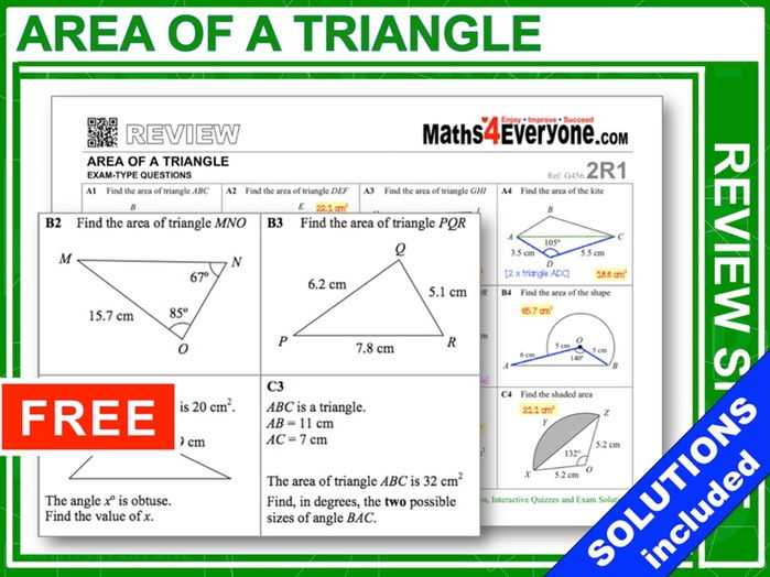 Finding area Of Shaded Region Worksheet or area Of A Triangle Gcse Revision by Maths4everyone Teaching