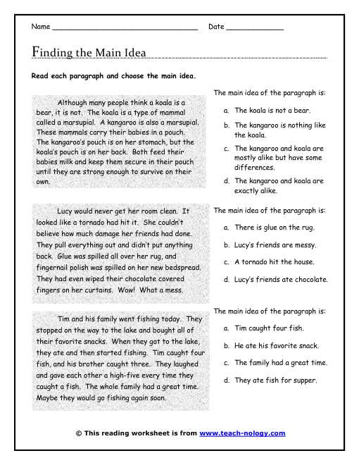 Finding the Main Idea Worksheets Also to Print See Spot Run Pinterest