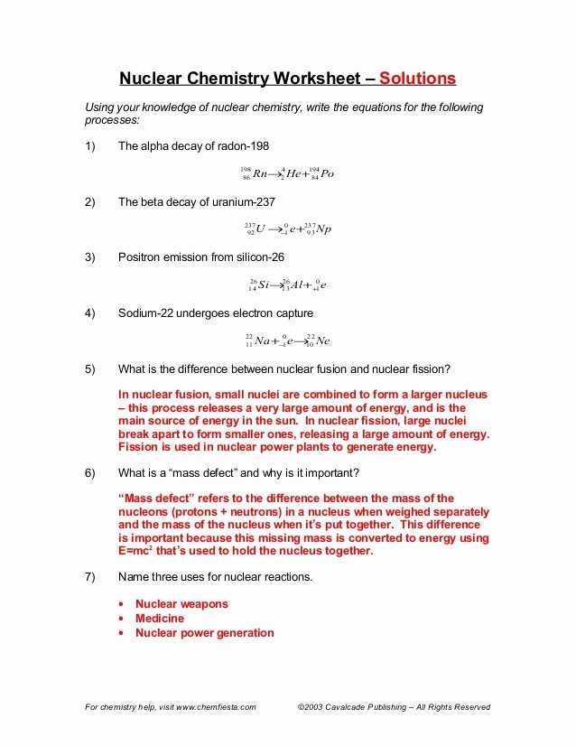 Fission Fusion Worksheet Answers Along with Nuclear Decay Chemistry Worksheet Kidz Activities