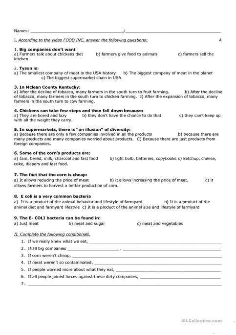 Food Inc Movie Worksheet Answers Also Ideas Archives Page 4 Of 15 Inzen