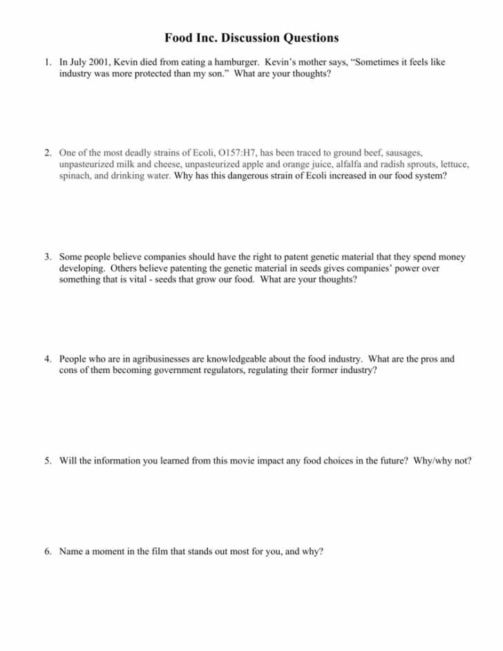 Food Inc Movie Worksheet Answers or Lovely Food Inc Movie Worksheet Answers Unique 19 Best Food Choices