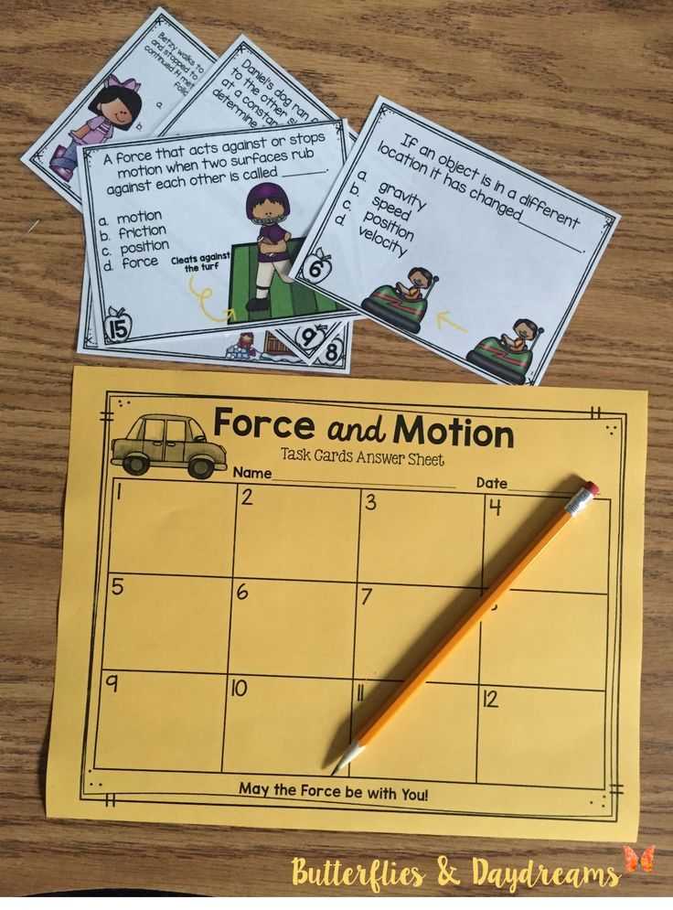 Forces and Friction Practice Worksheet Answer Key with force and Motion Task Cards