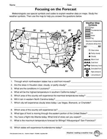 Forecasting Weather Map Worksheet 1 Answers or Focusing On the forecast Lesson Plans the Mailbox