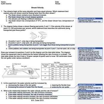 Fossil formation Worksheet and Worksheet Stream Velocity with Answers Explained Editable