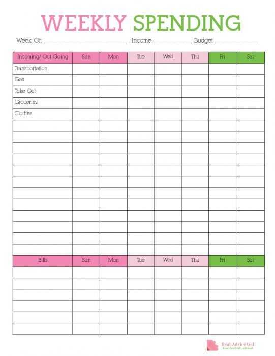 Free Budget Worksheet and Track Your Weekly Spending with This Free Printable Weekly Bud
