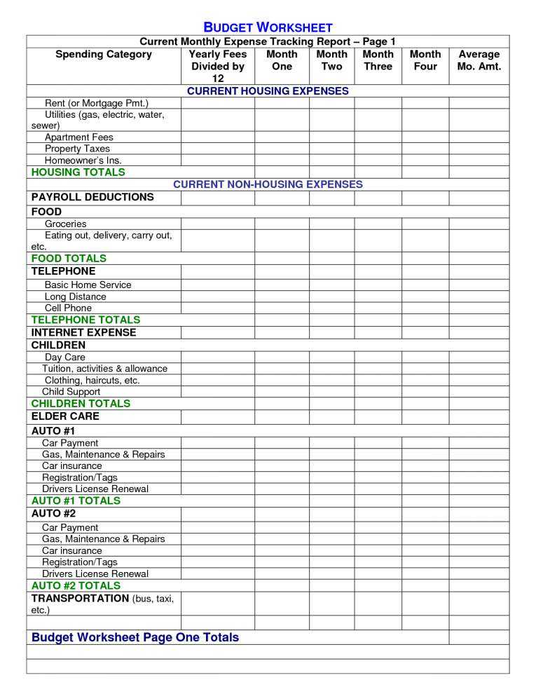 Free Budget Worksheet as Well as Free Expense Spreadsheet with Best S Monthly Household Bud