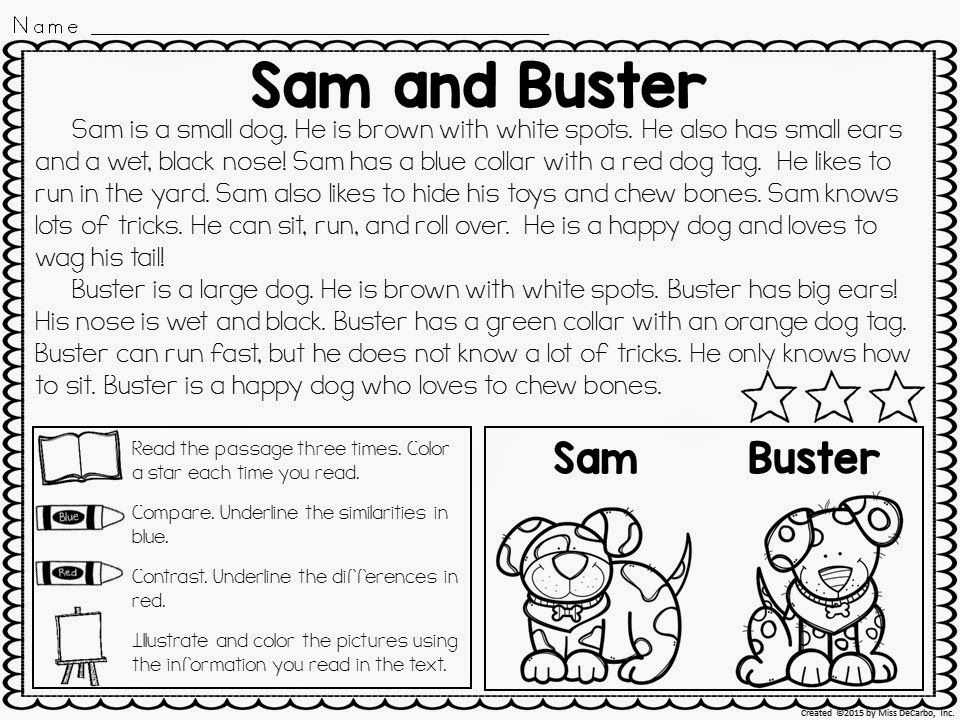 Free Compare and Contrast Worksheets for Kindergarten together with Pare and Contrast Passages for Reading