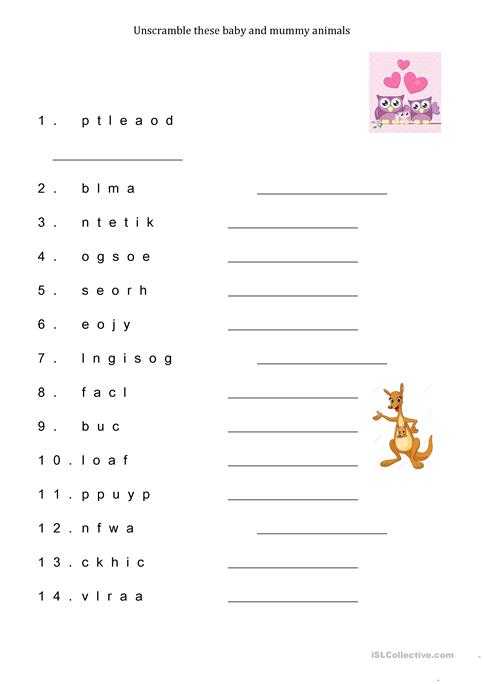 Free Esl Worksheets for Adults and Mummy and Baby Animals Worksheet Free Esl Printable Worksheets