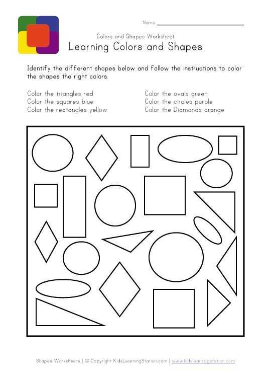 Free Learning Worksheets together with Kids Colors and Shapes Matematik Pinterest
