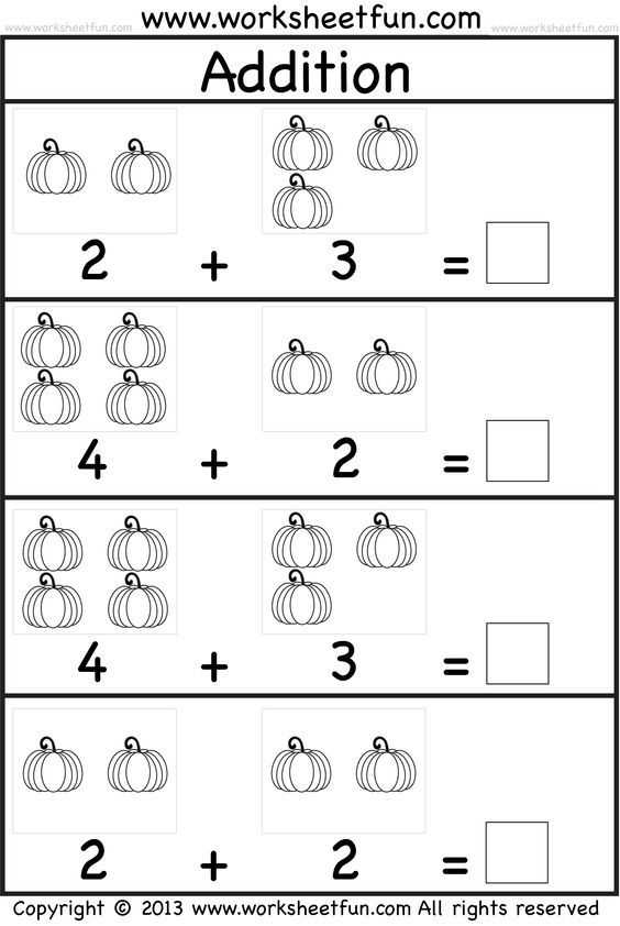 Free Printable Math Addition Worksheets for Kindergarten and Kids Practice Adding Single Digit Numbers and Writing the Sums On