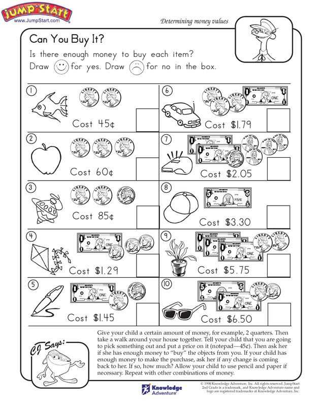 Free Printable Money Worksheets for Kindergarten Along with 9 Best Worksheets for Grade 1 and 2 Images On Pinterest
