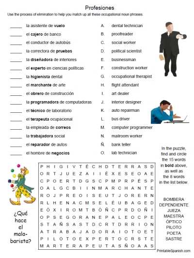 Free Spanish Worksheets or Printable Spanish Freebie Of the Day Profesiones 1 Puzzle Worksheet