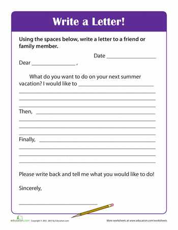 Friendship Worksheets for Middle School or Letter Writing for Kids