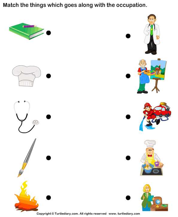 Fun Worksheets for Kids together with Download and Print Turtle Diary S Match Objects with Occupation