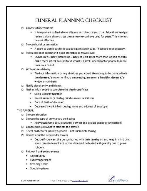 Funeral Planning Worksheet and 93 Best Memorial Service Ideas Images On Pinterest