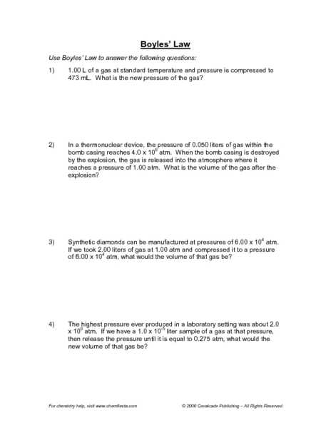 Gas Law Problems Worksheet with Answers as Well as Boyles and Charles Law Worksheet Worksheets for All