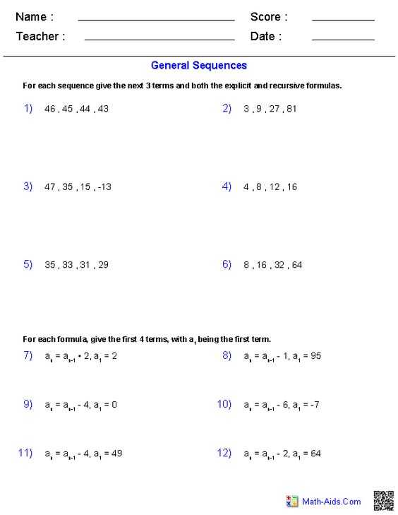 General Sequences Worksheet Answers Also Math Sequencing Worksheets Number Patterns Sequencing Patterns and