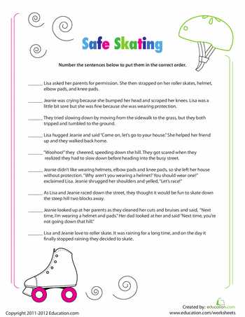General Sequences Worksheet Answers and Story Sequencing Roller Skating
