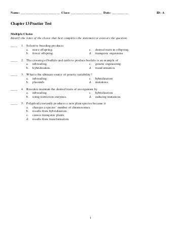 Genetics and Biotechnology Chapter 13 Worksheet Answers Along with Name