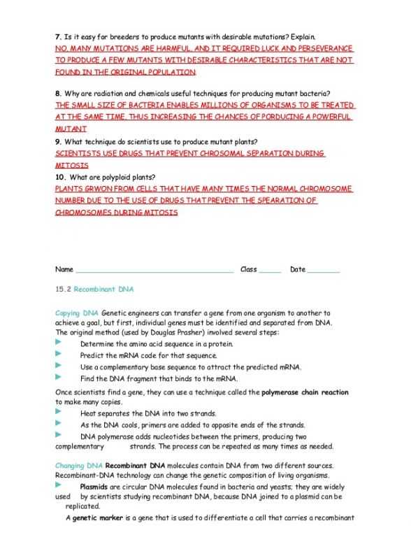Genetics and Biotechnology Chapter 13 Worksheet Answers or Chapter 13 Section 2 Dna Technology Study Guide Answers 5