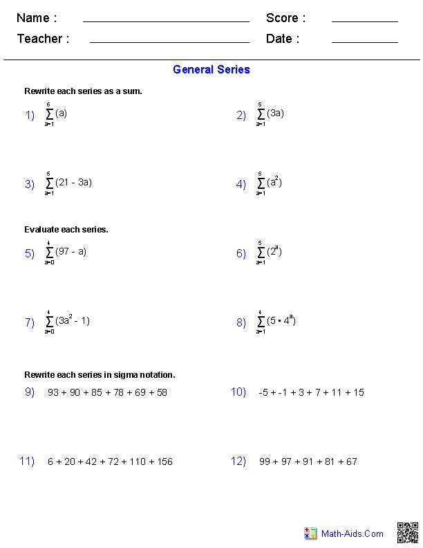 Geometric Sequence and Series Worksheet with Resume