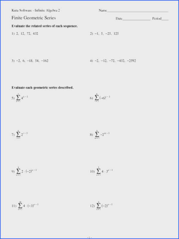 Geometric Sequences and Series Worksheet Answers with Geometric Sequence Worksheet