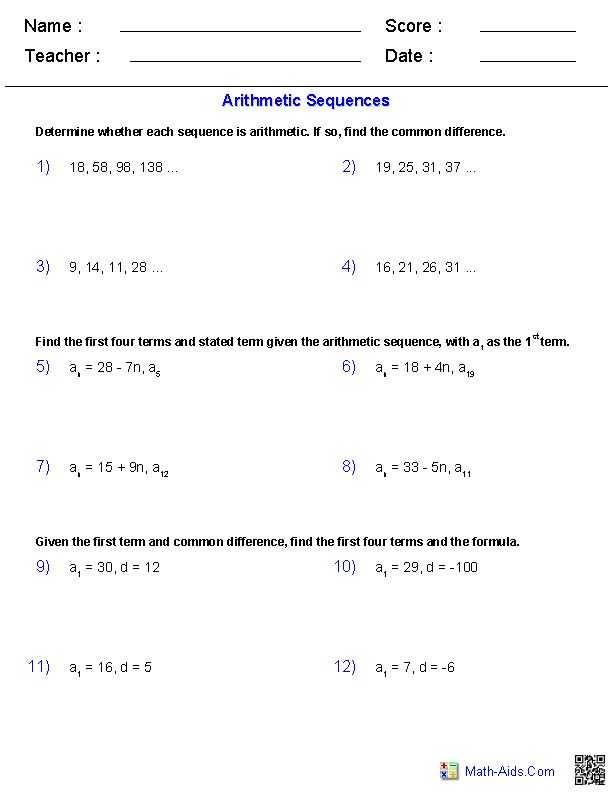 Geometric Sequences and Series Worksheet Answers with Worksheets 49 Re Mendations Arithmetic and Geometric Sequences