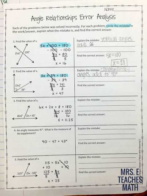 Geometry Angle Relationships Worksheet Answers Also Angles and Relationships Inb Pages