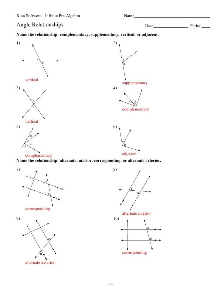 Geometry Angle Relationships Worksheet Answers together with Alternate Interior Angles Worksheet & Angle Relationships Discovery