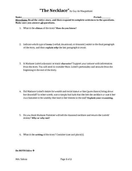 Getting Paid Reinforcement Worksheet Answers together with the Necklace Irony Worksheets Secondary English
