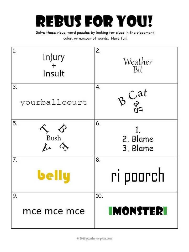Gifted and Talented Worksheets or Rebus Worksheet 3