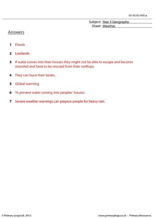 Global Warming Worksheet or Primaryleap Extreme Weather Conditions Floods Worksheet