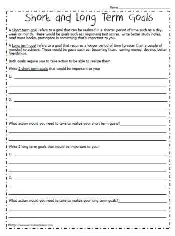 Goal Setting Worksheet for Students and Identify Long Term Goals I Love the Idea Of the Students Setting