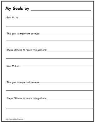 Goal Setting Worksheet for Students or Printable Worksheets for Back to School Goal Setting