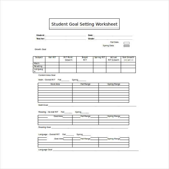 Goal Setting Worksheet with Amazing Student Goals Template Ponent Professional Resume