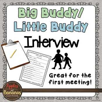 Good Buddies Activity Worksheet Answers or My Buddy Interview Big Buddy Little Buddy Activity Freebie