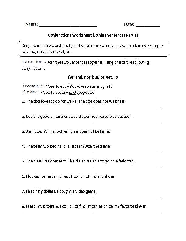 Grade 4 Language Arts Worksheets together with Conjunctions Worksheet Joining Sentences Intermediate